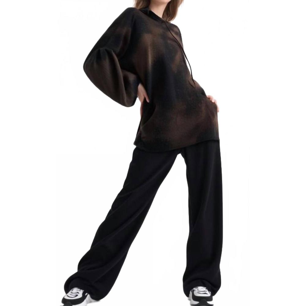 NEW TOUGH LUV bleached bell sleeve hoodie in black